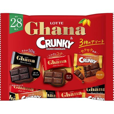 Lotte Ghana & Crunky Share Pack 105g (3 Assorted Chocolate Variety Pack) Lotte Ghana & Crunky Share Pack 105g (3 Assorted Chocolate Variety Pack)