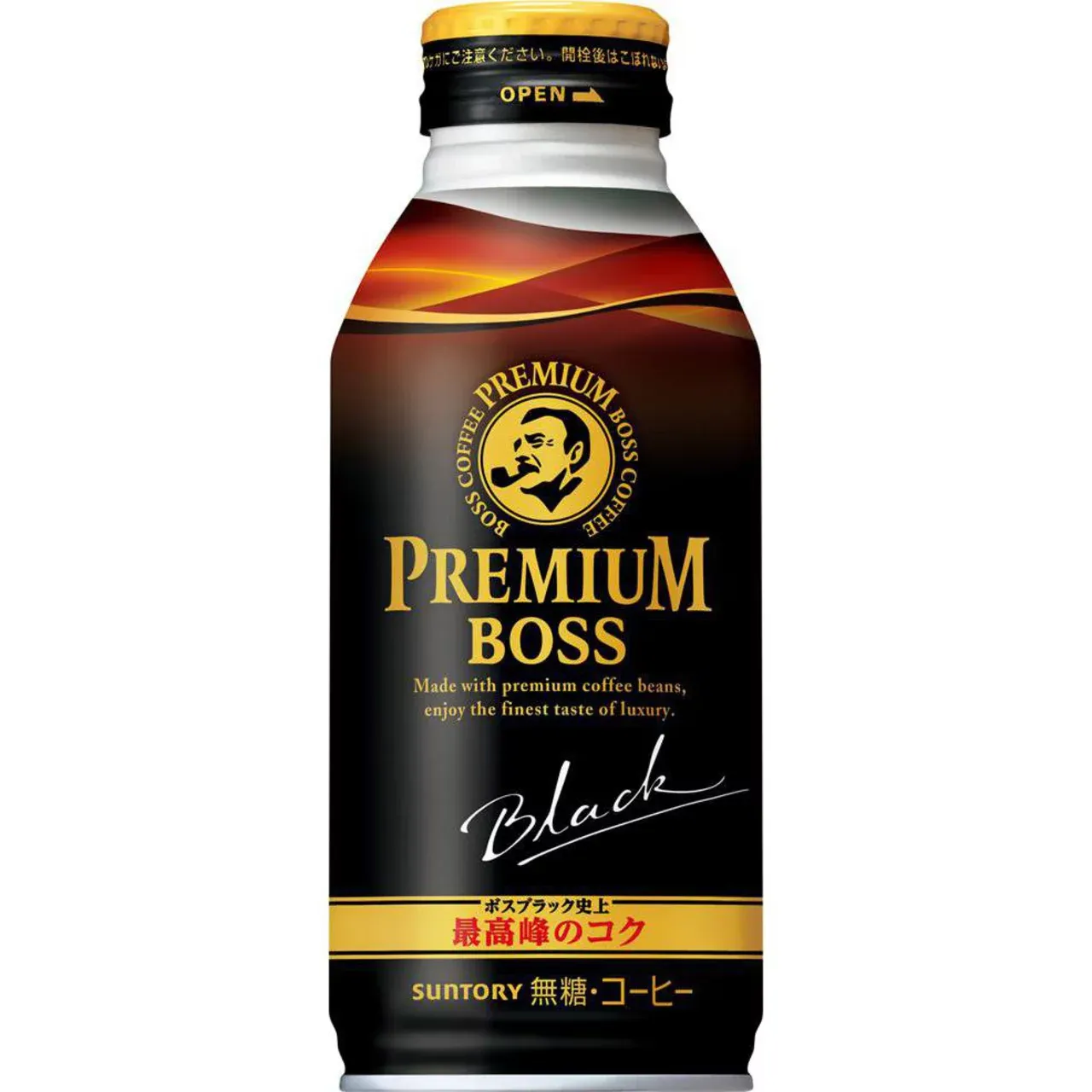 Suntory Premium BOSS Black Coffee 390g Bottle Can