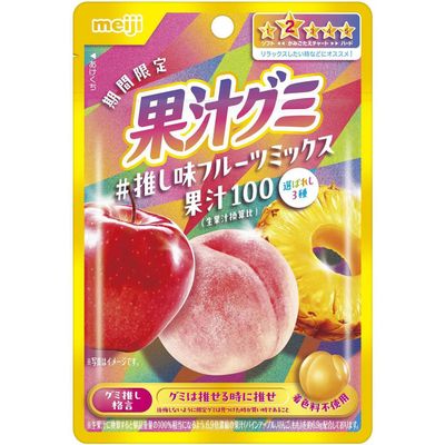 Meiji Kajyu Gummy Oshi Flavor Fruit Mix 47g (Peach, Pineapple &amp; Apple)