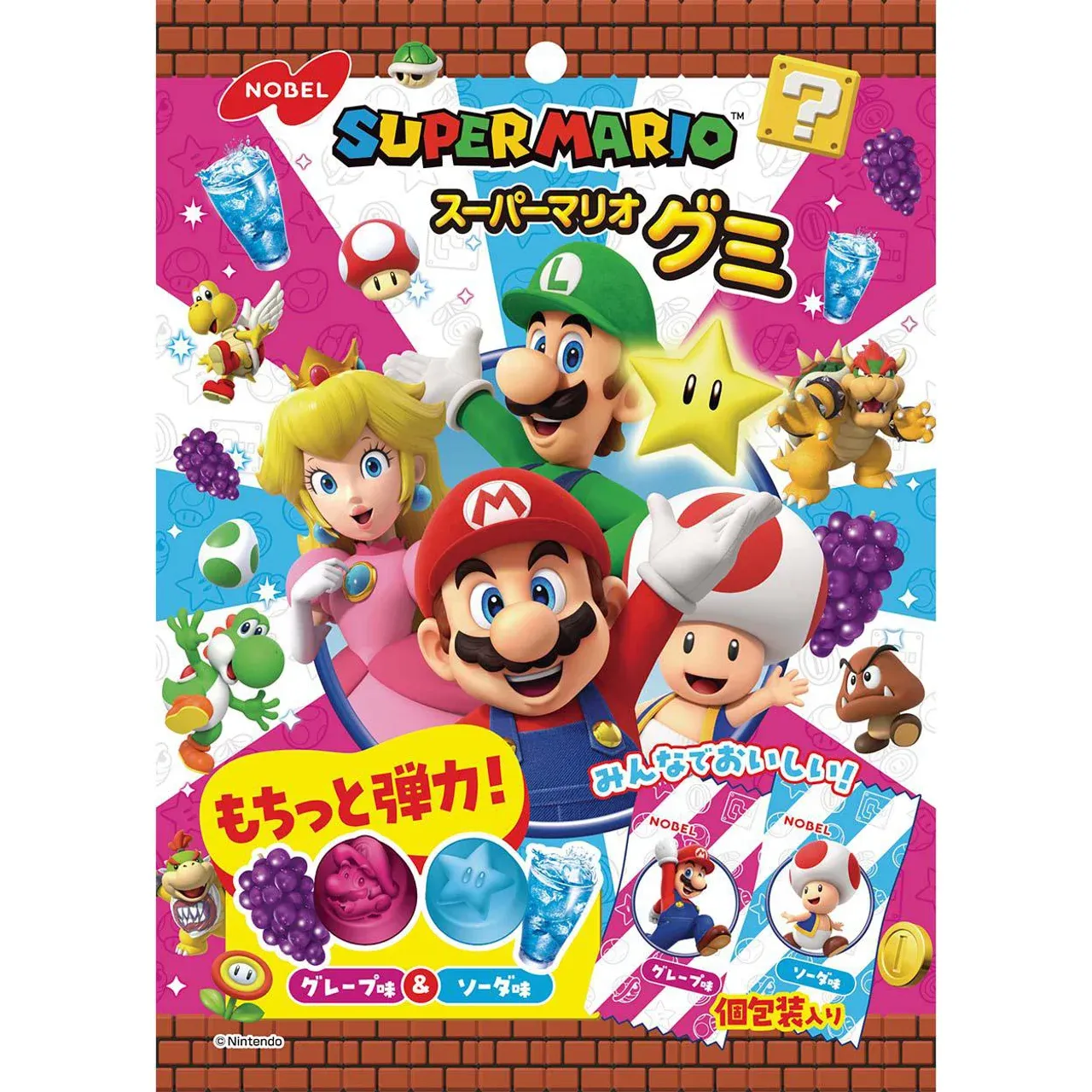 Nobel Super Mario Gummy Grape &amp; Soda Assorted 85g