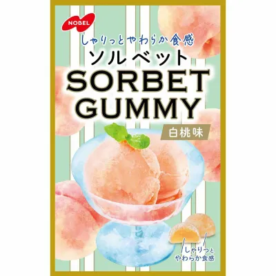 Nobel Confectionery Sorbet Gummy White Peach Flavor 50g Nobel Confectionery Sorbet Gummy White Peach Flavor 50g