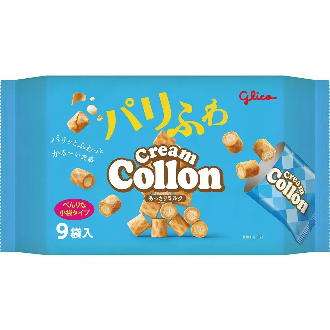 Glico Cream Collon Light Milk Wafer Rolls Family Pack 9 Bags