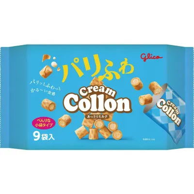 Glico Cream Collon Light Milk Wafer Rolls Family Pack 9 Bags