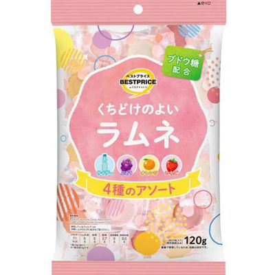 Top Value, Melt-in-Your-Mouth Ramune Candy 4-Flavor Assortment 120g