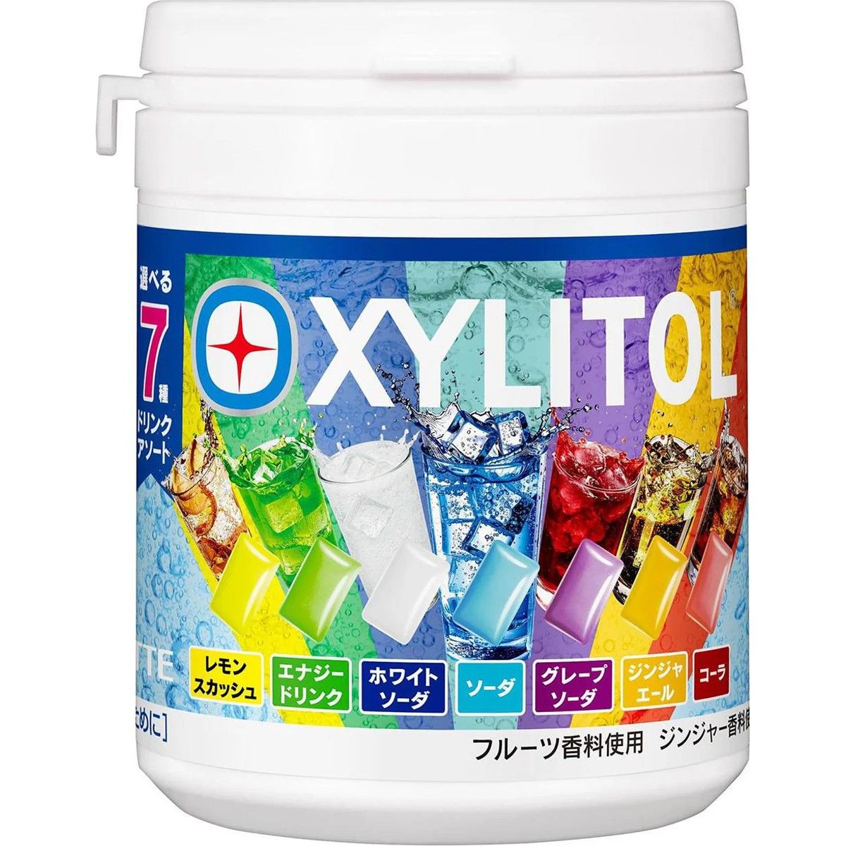 Lotte Xylitol Gum 7 Drink Flavors Assort Bottle 133g