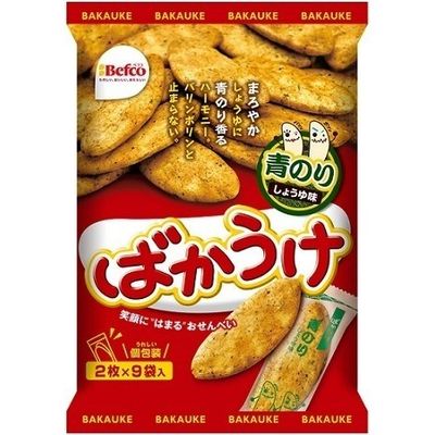 Kuriyama Beika Bakauke Aonori Soy Sauce Rice Crackers 2 Pieces x 9 Bags -SALE Kuriyama Beika Bakauke Aonori Soy Sauce Rice Crackers 2 Pieces x 9 Bags -SALE