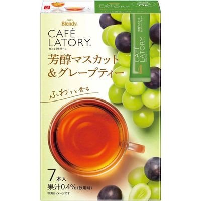 AGF Blendy Cafe Latory Stick Fragrant Muscat &amp; Grape Tea 7 Sticks (6.5g × 7) -SALE