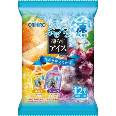 Orihiro Purunto Freeze Ice Mikan &amp; Grape 12 Pieces 216g