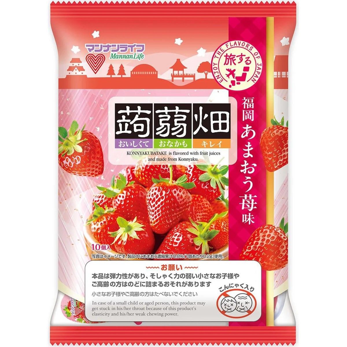 Mannan Life Konjac Batake Amaou Strawberry Jelly 10 Pack