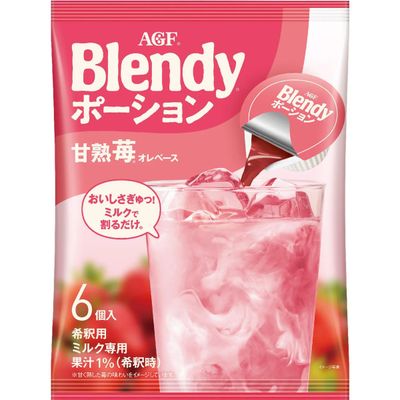 AGF Blendy Portion Sweet Ripe Strawberry Au Lait Base 6 Pieces