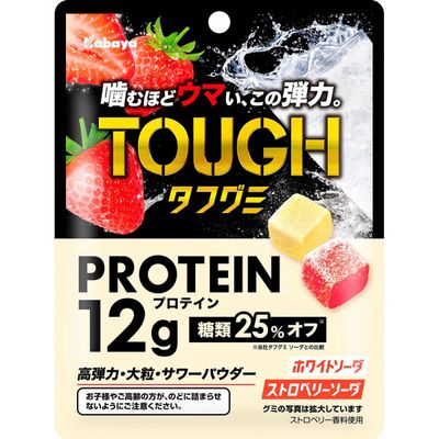 Kabaya Tough Gummy Protein White Soda &amp; Strawberry Soda 80g