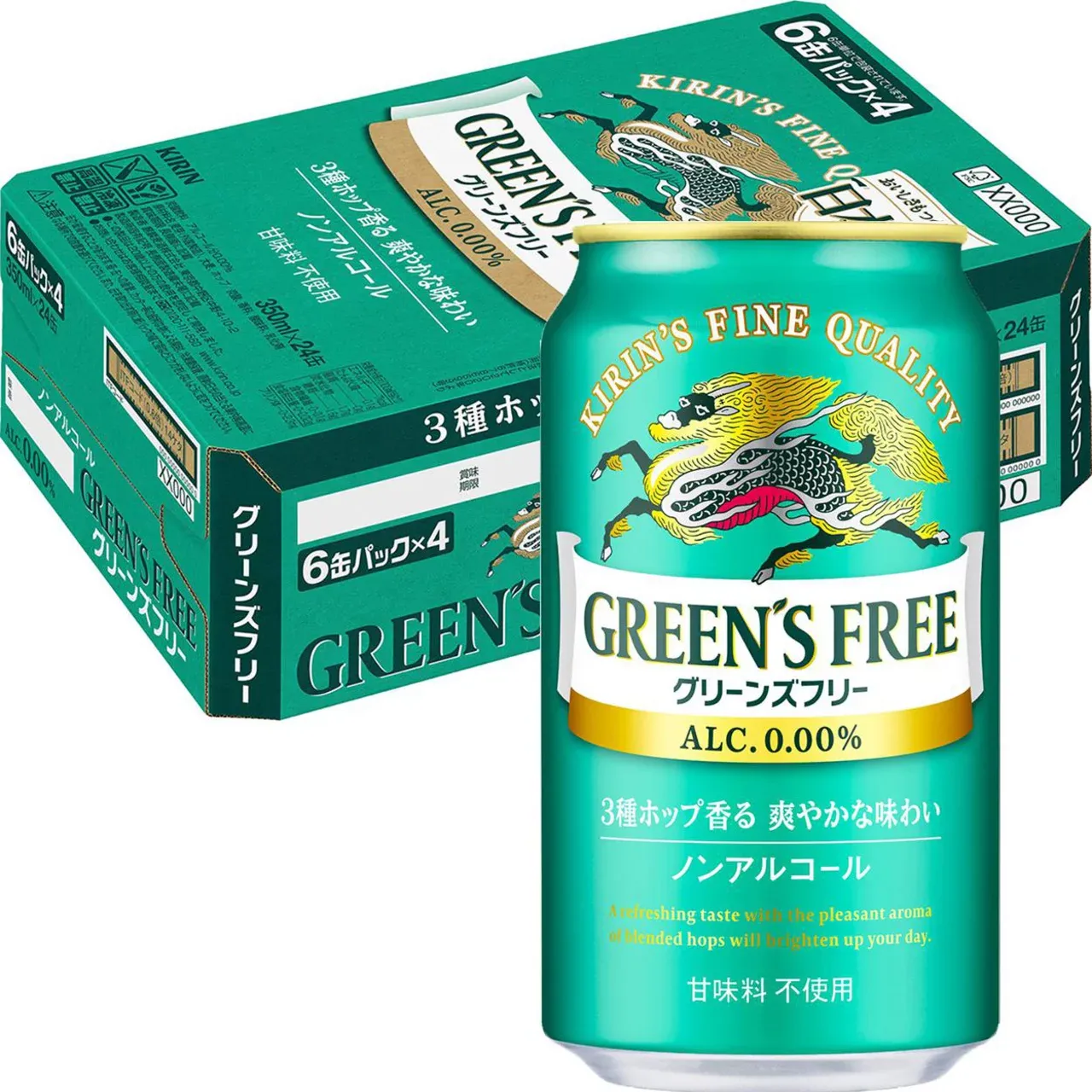 Kirin "Green's Free", Alcohol Free, Beer Taste Drink, 350ml x 24 cans