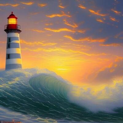 Lighthouse 7 - Grey Striped Sunset