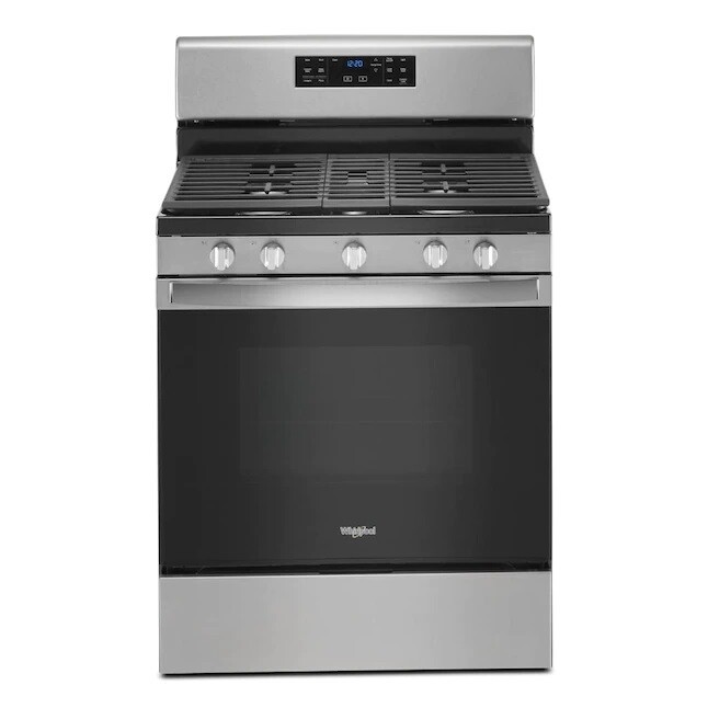 Whirlpool 30-in 5 Burners 5-cu ft Self-Cleaning Convection Oven Freestanding Gas Range (Fingerprint Resistant Stainless Steel)