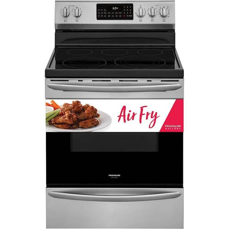 Frigidaire - Gallery 5.7 Cu. Ft. Freestanding Electric Air Fry Range with Self and Steam Clean - Stainless steel