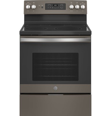 GE - 5.3 Cu. Ft. Freestanding Electric Convection Range with Self-Cleaning and No-Preheat Air Fry - Slate