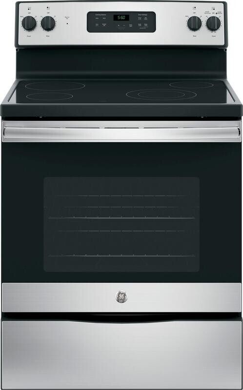 GE - 5.3 Cu. Ft. Freestanding Electric Range with Manual Cleaning - Stainless steel