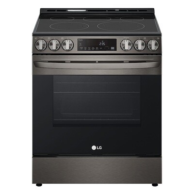LG Air Fry Smart Wi-Fi Enabled 30-in 6.3-cu ft Self-Cleaning Air Fry Convection Oven Slide-in Electric Range (Printproof Black Stainless Steel) LG Air Fry Smart Wi-Fi Enabled 30-in 6.3-cu ft Self-Cleaning Air Fry Convection Oven Slide-in Electric Range (Printproof Black Stainless Steel)