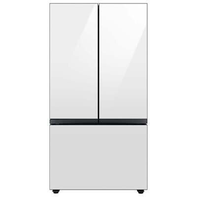 Samsung Bespoke 30.1-cu ft French Door Refrigerator with Dual Ice Maker and Door within Door (White Glass- All Panels) ENERGY STAR