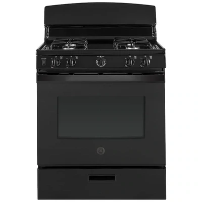 GE 30-in 4 Burners 4.8-cu ft Freestanding Natural Gas Range (Black)