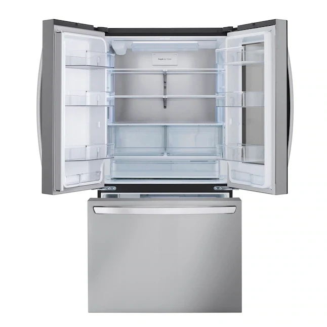 LG Insta View 26.5-cu ft Counter-depth Smart French Door Refrigerator with Ice Maker (Stainless Steel) ENERGY STAR