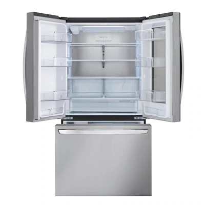 LG Insta View 26.5-cu ft Counter-depth Smart French Door Refrigerator with Ice Maker (Stainless Steel) ENERGY STAR