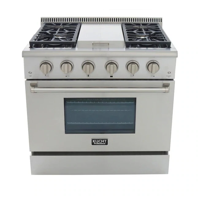 Kucht KRG 36-in 5 Burners 5.2-cu ft Convection Oven Freestanding Natural Gas Range (Stainless Steel) Kucht KRG 36-in 5 Burners 5.2-cu ft Convection Oven Freestanding Natural Gas Range (Stainless Steel)