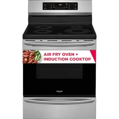 Frigidaire Gallery 30-in 4 Elements 5.4-cu ft Self and Steam Cleaning Air Fry Convection Oven Freestanding Induction Range (Fingerprint Resistant Stainless Steel)