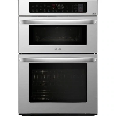 LG 30-in Self-cleaning Convection Fingerprint-resistant Convection Microwave Wall Oven Combo (Stainless Steel)