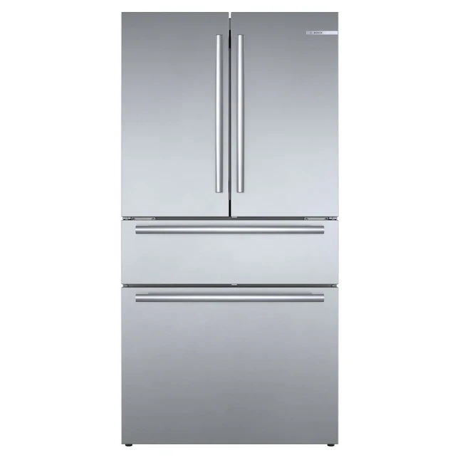 Bosch 800 Series 21-cu ft 4-Door Counter-depth French Door Refrigerator with Ice Maker (Stainless Steel) ENERGY STAR
