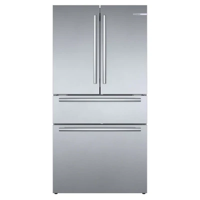 Bosch 800 Series 21-cu ft 4-Door Counter-depth French Door Refrigerator with Ice Maker (Stainless Steel) ENERGY STAR