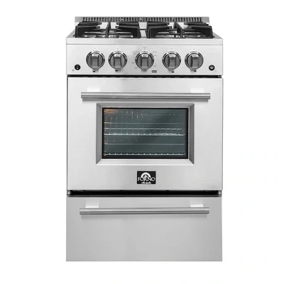 FORNO Breno 24-in 4 Burners 2.3-cu ft Freestanding Natural Gas Range (Stainless Steel)