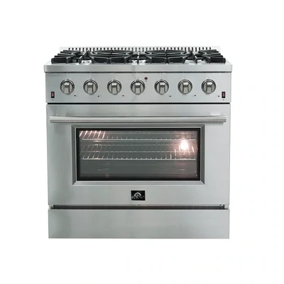 FORNO Galiano 36-in 6 Burners 5.36-cu ft Convection Oven Freestanding Natural Gas Range (Stainless Steel)