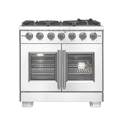 FORNO Capriasca 36-in 6 Burners 5.36-cu ft Air Fry Convection Oven Freestanding Natural Gas Range (Stainless Steel)