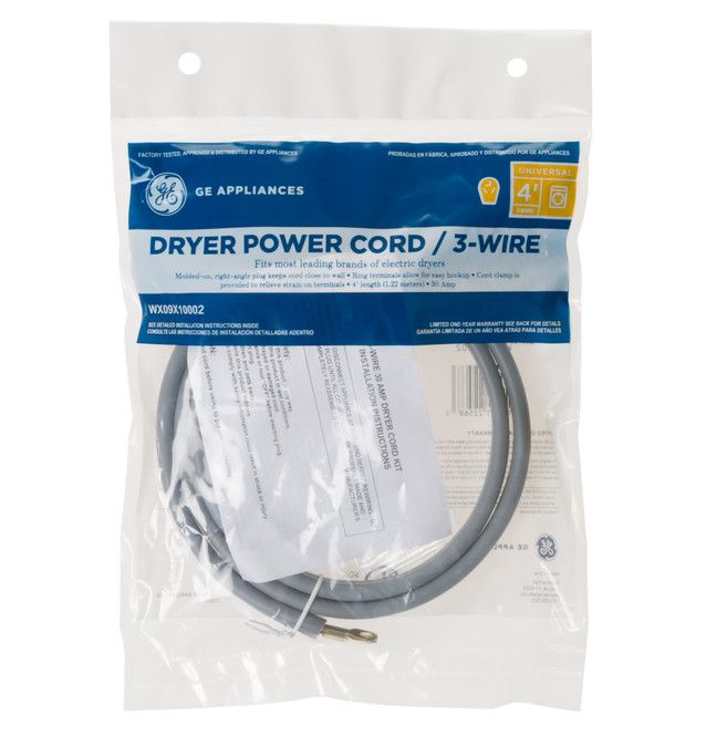Dryer Power Cord 4' 3-Wire 30A-240V Dryer Power Cord 4' 3-Wire 30A-240V