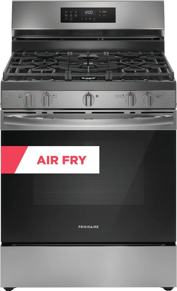 Frigidaire 30-in 5 Burners 5.1-cu ft Self-cleaning Air Fry Convection Oven Freestanding Natural Gas Range (Stainless Steel)