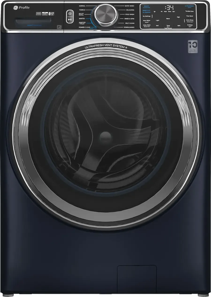 GE Profile UltraFresh Vent System 5.3-cu ft High Efficiency Stackable Steam Cycle Smart Front-Load Washer ( Sapphire Blue ) ENERGY STAR