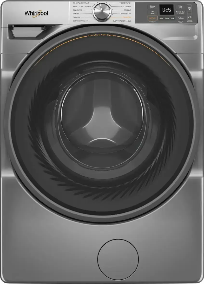 Whirlpool 4.5-cu ft High Efficiency Stackable Smart Front-Load Washer ( Radiant Silver )