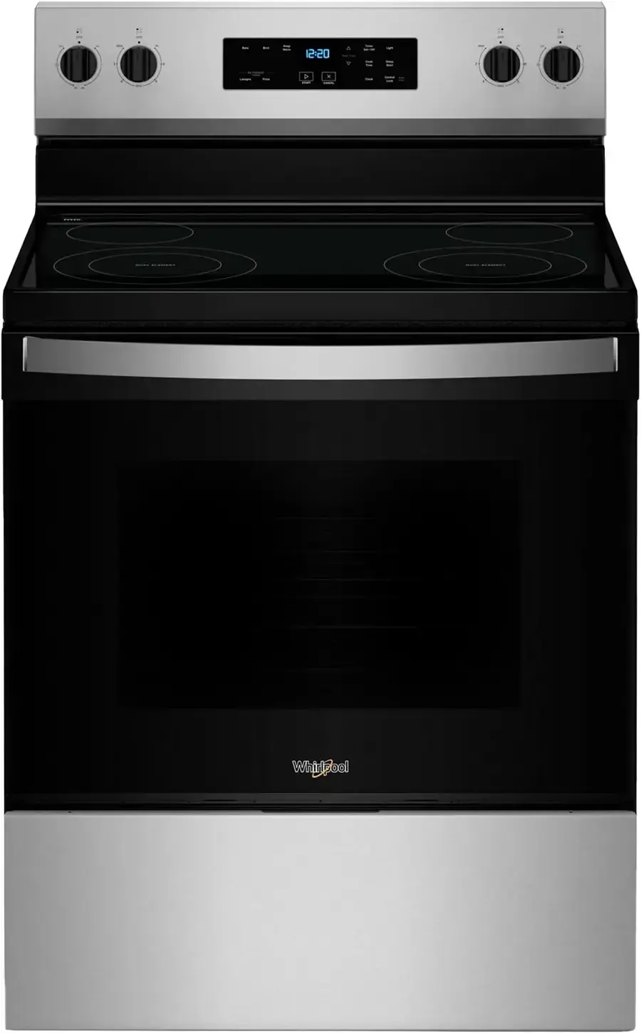 Whirlpool Flexible Cooktop 30-in Glass Top 4 burners 5.3-cu ft Freestanding Electric Range (Stainless Steel)