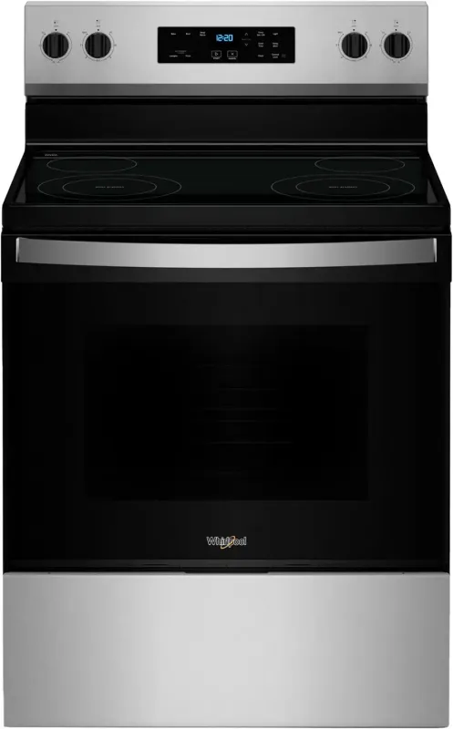 Whirlpool Flexible Cooktop 30-in Glass Top 4 burners 5.3-cu ft Freestanding Electric Range (Stainless Steel)