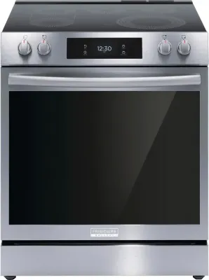 Frigidaire Gallery 30-in Glass Top 5 burners 6.2-cu ft Air Fry Convection Oven Slide-In Electric Range Fingerprint Resistant Stainless Steel )