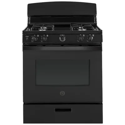 GE 30-in 4 Burners 4.8-cu ft Freestanding Natural Gas Range (Black)