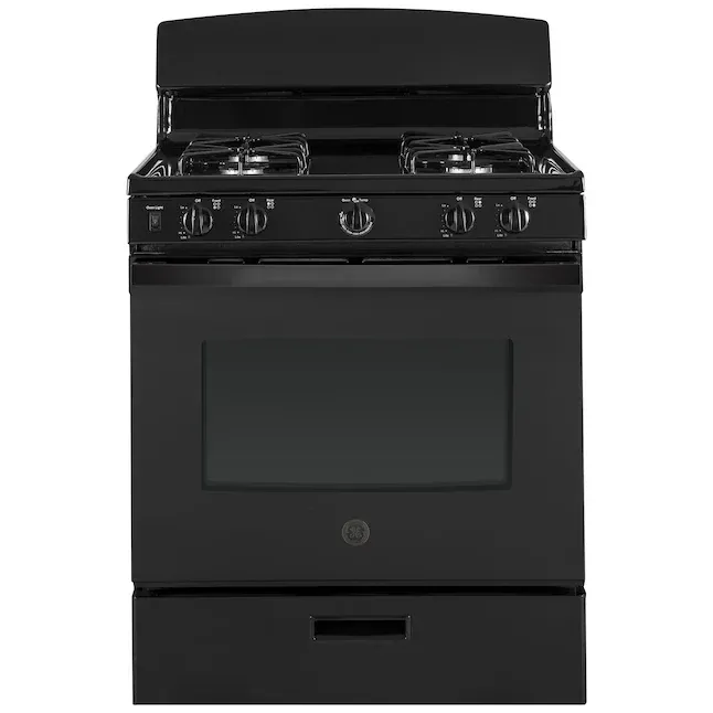 GE 30-in 4 Burners 4.8-cu ft Freestanding Natural Gas Range (Black)