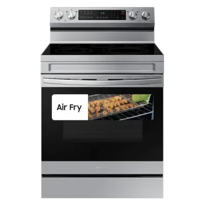 Samsung 30-in Smooth Surface 5 Elements 6.3-cu ft Self-Cleaning Air Fry Convection Oven Freestanding Smart Electric Range (Fingerprint Resistant Stainless Steel) Samsung 30-in Smooth Surface 5 Elements 6.3-cu ft Self-Cleaning Air Fry Convection Oven Freestanding Smart Electric Range (Fingerprint Resistant Stainless Steel)