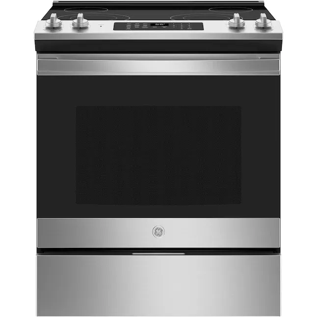 GE 30-in Smooth Surface 4 Elements 5.3-cu ft Self-Cleaning Slide-in Electric Range (Stainless Steel) GE 30-in Smooth Surface 4 Elements 5.3-cu ft Self-Cleaning Slide-in Electric Range (Stainless Steel)