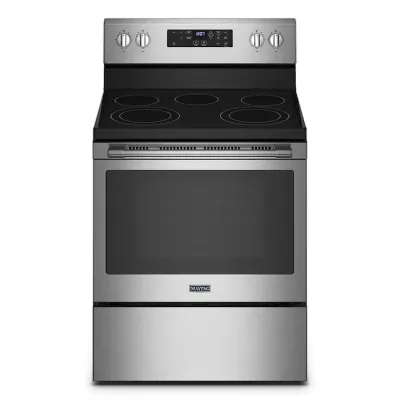 Maytag 30-in Smooth Surface 5 Elements 5.3-cu ft Self-Cleaning Air Fry Convection Oven Freestanding Electric Range (Fingerprint Resistant Stainless Steel) Maytag 30-in Smooth Surface 5 Elements 5.3-cu ft Self-Cleaning Air Fry Convection Oven Freestanding Electric Range (Fingerprint Resistant Stainless Steel)