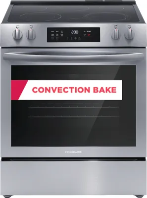 Frigidaire 30-in Glass Top 5 Burners 5.3-cu ft Self-Cleaning Convection Oven Slide-in Electric Range (Stainless Steel)
