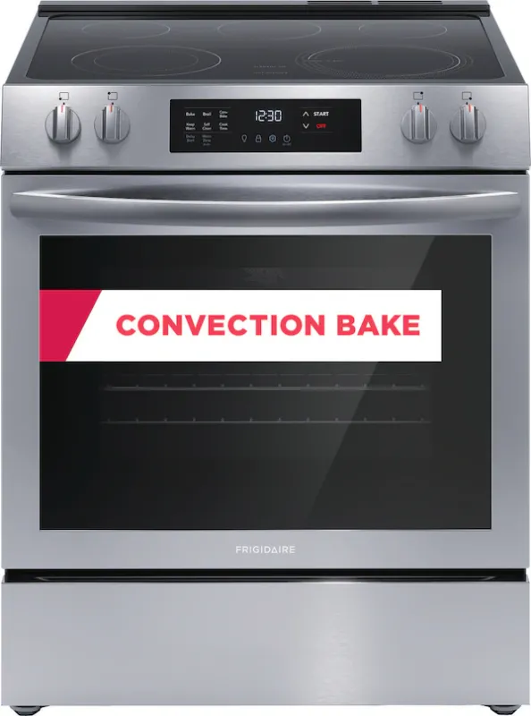 Frigidaire 30-in Glass Top 5 Burners 5.3-cu ft Self-Cleaning Convection Oven Slide-in Electric Range (Stainless Steel) Frigidaire 30-in Glass Top 5 Burners 5.3-cu ft Self-Cleaning Convection Oven Slide-in Electric Range (Stainless Steel)
