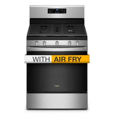 Whirlpool 30-in 5 Burners 5-cu ft Self-cleaning Air Fry Freestanding Natural Gas Range (Fingerprint Resistant Stainless Steel)