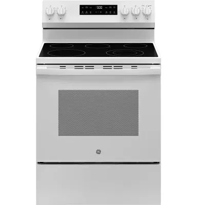 GE - 5.3 Cu. Ft. Freestanding Electric Range with Self-Clean and Steam Cleaning Option and Crisp Mode - White GE - 5.3 Cu. Ft. Freestanding Electric Range with Self-Clean and Steam Cleaning Option and Crisp Mode - White